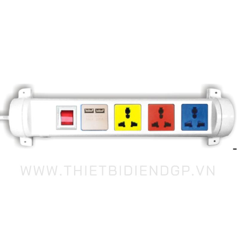 Ổ cắm kéo dài đa năng xoay LiOA 3 mét 4 ổ cắm có cổng sạc USB 5V-1A