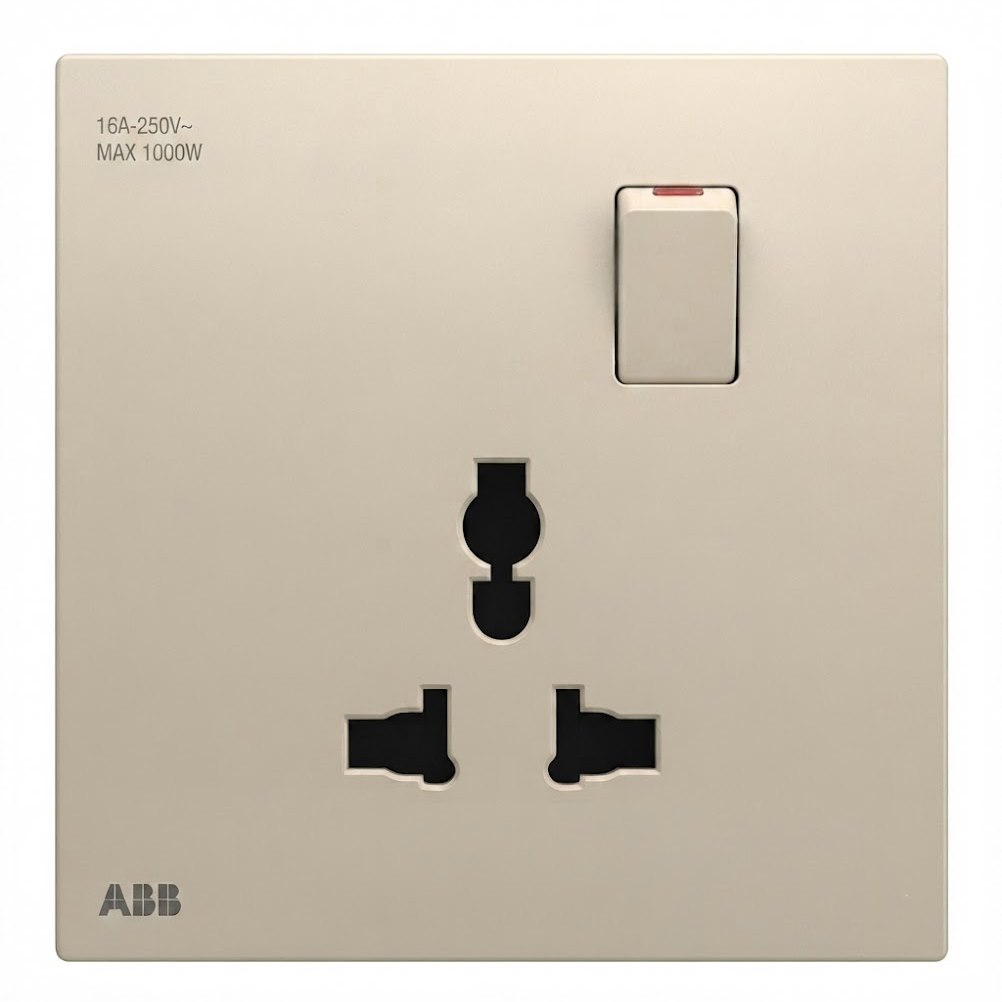 Bộ ổ cắm đơn đa năng 13A, có công tắc - ABB
