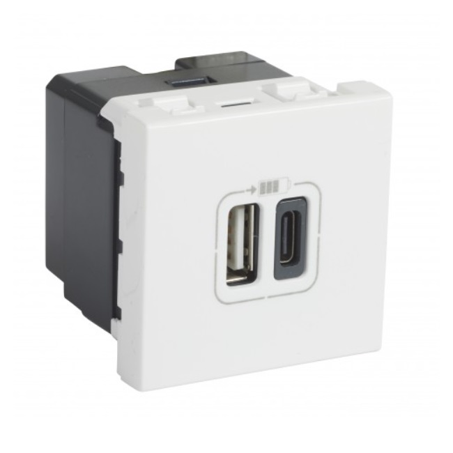 Ổ sạc USB đôi type A + Type C, 15W, 2 mô-đun