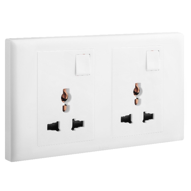 Bộ ổ cắm đôi đa năng có công tắc, 16A