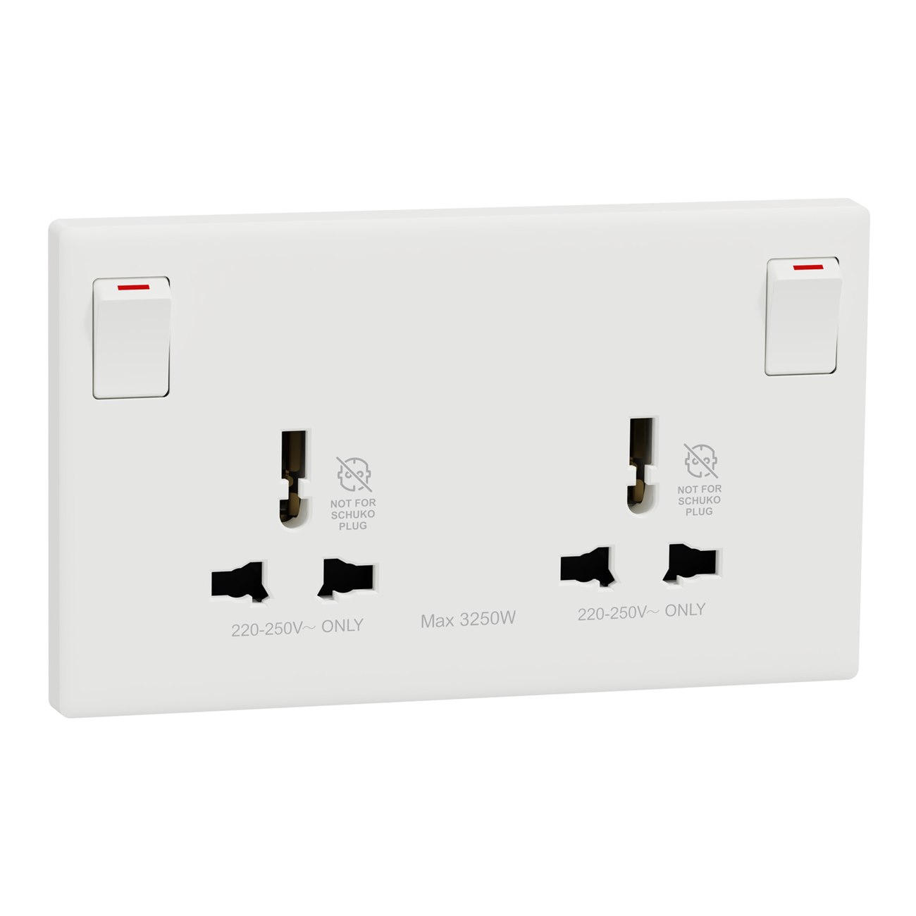 Bộ ổ cắm đôi đa năng 16A Schneider KBNT25_IS_WE có công tắc