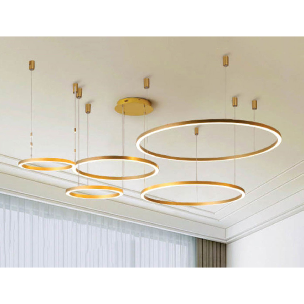 Đèn thả trang trí Andora Ø800 + 600 + 600 +400 + 400 x H1000 - LED 3 CĐ + Remote