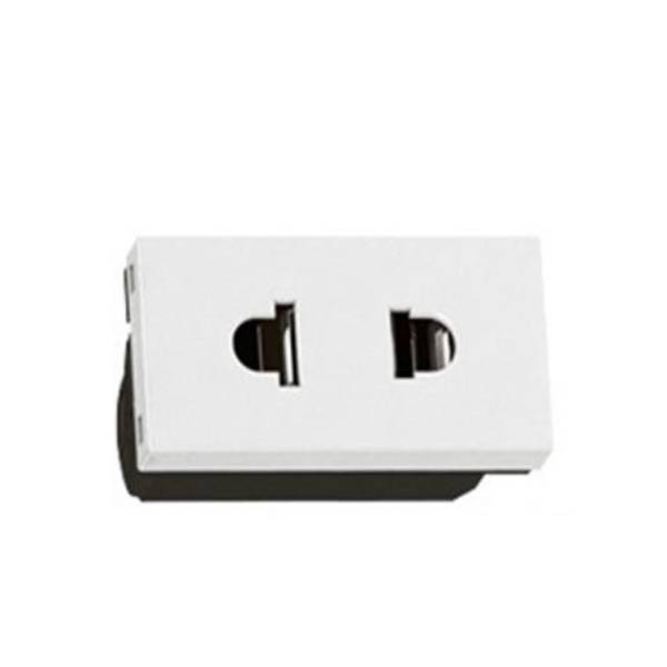 Ổ cắm 2 cực Âu-Mỹ 16A-250V có màn che 1 mô-đun