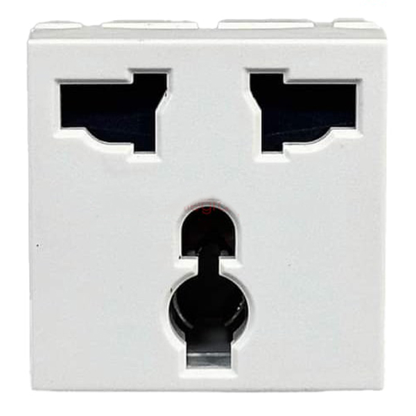 Ổ cắm 3 cực đơn đa năng 10A-250V có màng che 1,5 modun