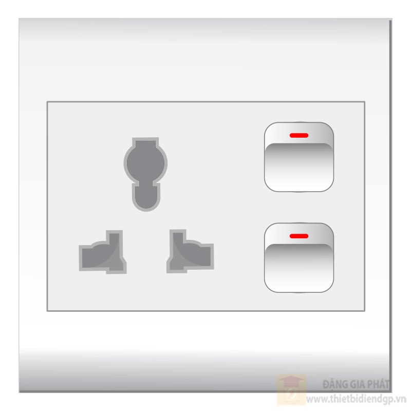 Bộ 2 Công tắc 1 chiều + 1 Ổ cắm Đa năng LiOA KH/V20S-14 (V20SDNX, E18S12M)