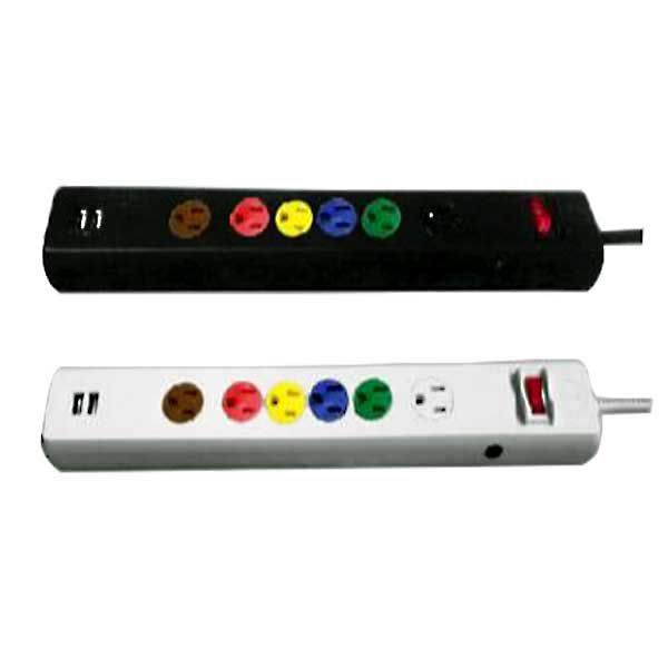 Ổ cắm kéo dài tiêu chuẩn Mỹ-Nhật, 6 ổ cắm 3 mét LiOa 6UBC