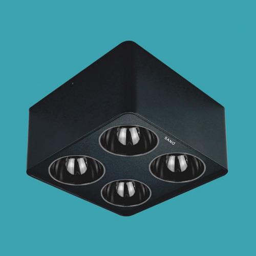 Đèn ốp nổi vuông Led 12W x 4 - 6000K - 4000K - Ø202*L202*H110 - vỏ đen