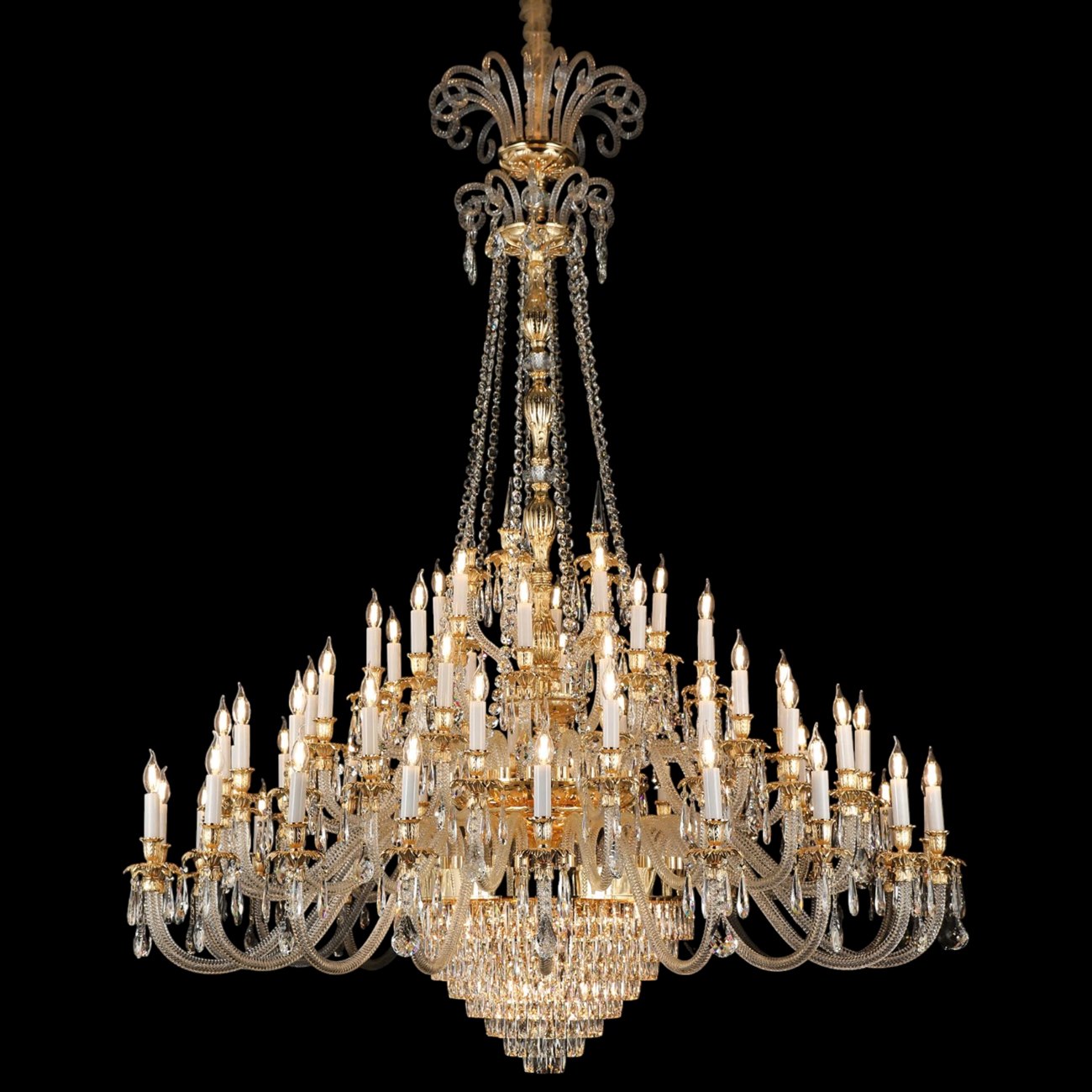 Đèn chùm pha lê K9 cao cấp - Thân đồng 355 DECOR Ø1800*H2300 - E14*65