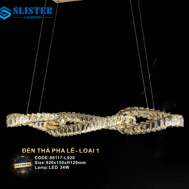 Đèn treo pha lê Slister 920*150*H120mm - LED 34W - 3 CĐ