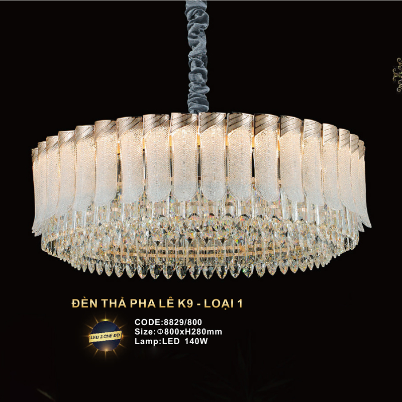 Đèn treo pha lê Slister Ø800*H280mm - LED 140W - 3 CĐ