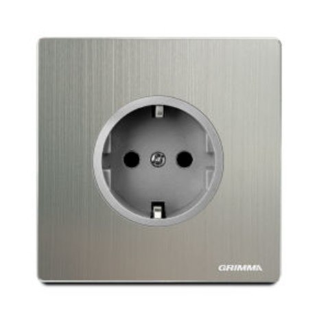Bộ ổ cắm chân tròn chuẩn Đức Grimma G52SC mặt nhôm