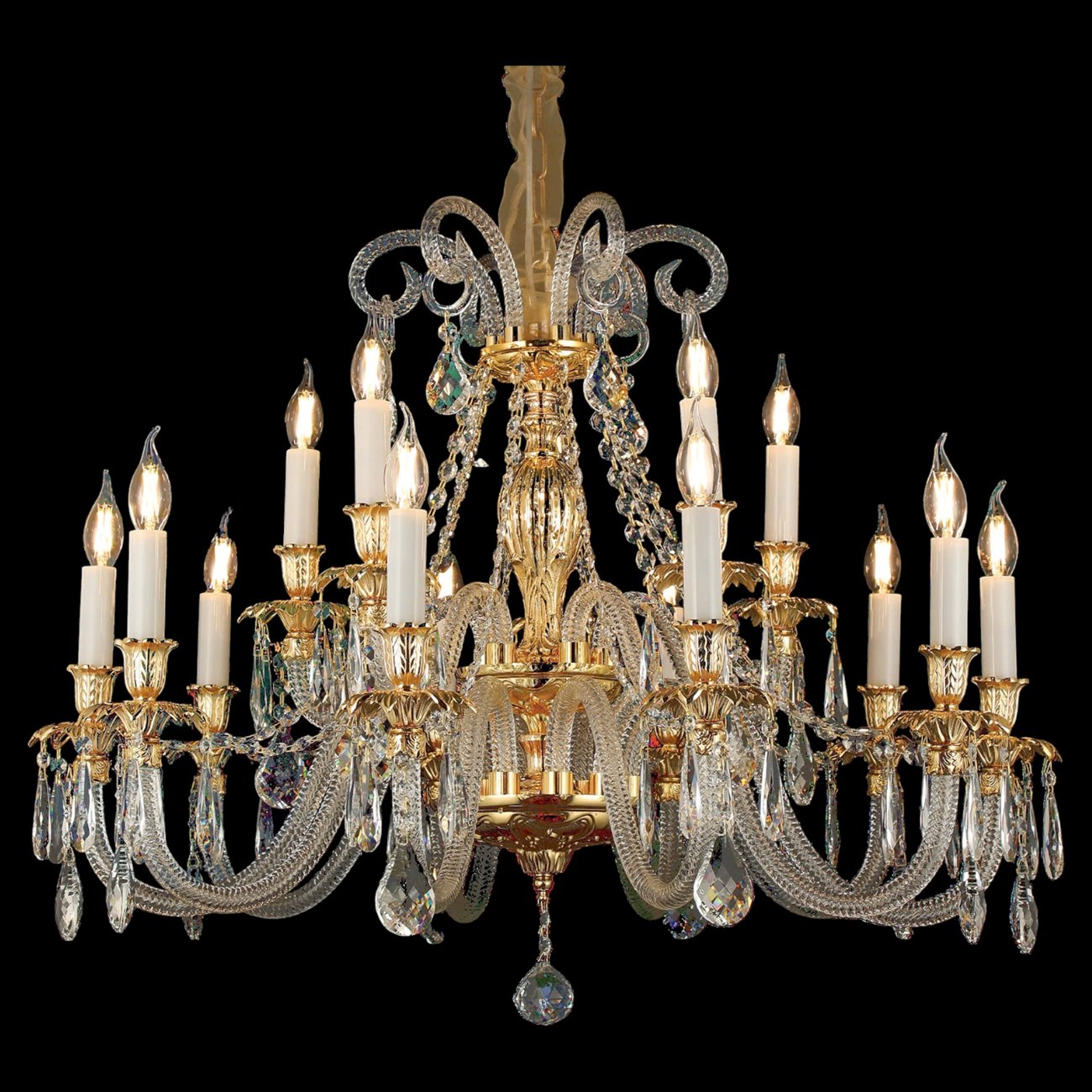 Đèn chùm pha lê K9 cao cấp - Thân đồng 355 DECOR Ø930*H830 - E14*15