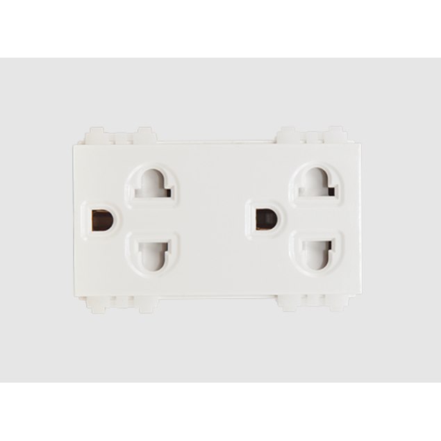 Hạt Ổ cắm đôi 3 chấu Sino S18CCUE2 có màn che 16A