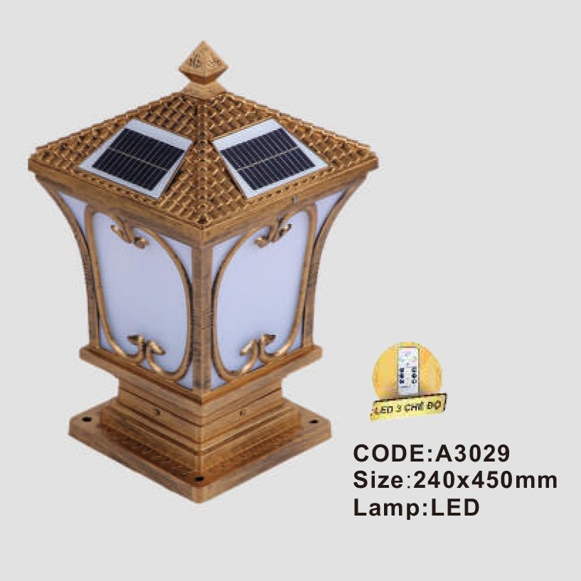 Đèn trụ cổng năng lượng mặt trời Slister 240*450mm - LED 3 CĐ