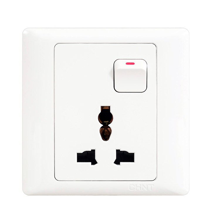 Bộ ổ cắm đơn đa năng kèm công tắc CHINT NEW7-G442 White 10A 250V