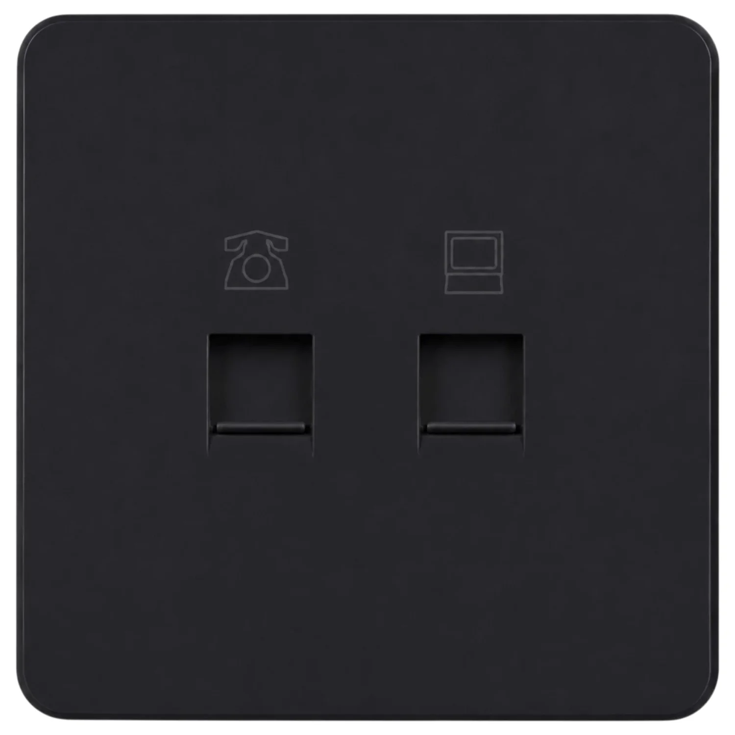 Ổ cắm điện thoại RJ11 + mạng RJ45 Cat 5e màu đen
