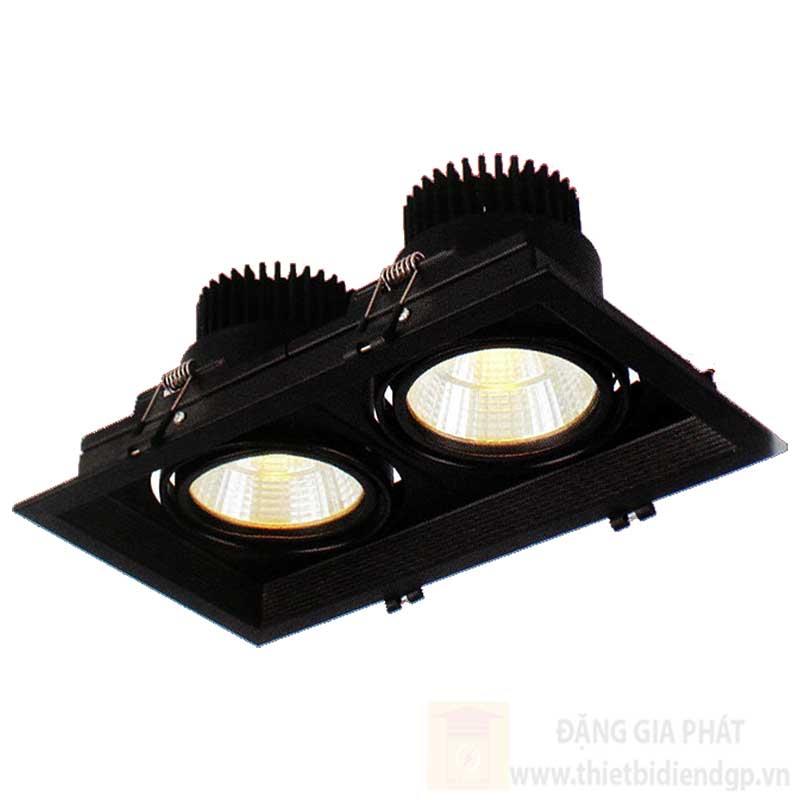 Đèn downlight âm trần hợp kim nhôm cao cấp đen vuông Ø220*H100-2*10W, khoét lỗ 115*215