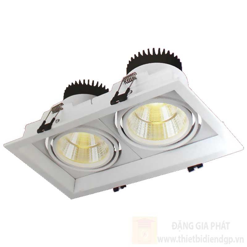 Đèn downlight âm trần hợp kim nhôm cao cấp trắng vuông Ø220*H100-2*10W, khoét lỗ 115*215