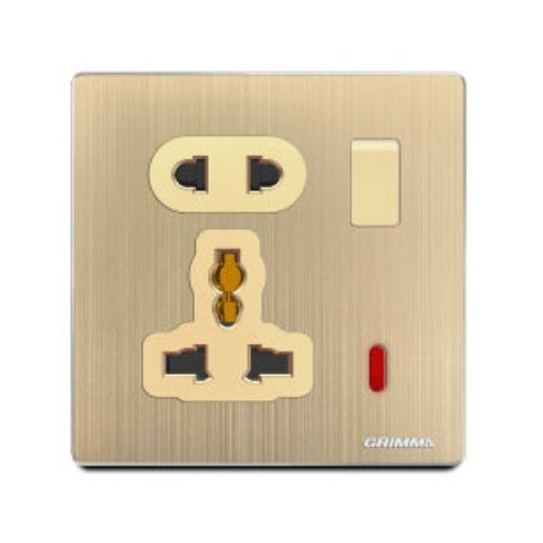 Bộ ổ cắm 2 chấu và 3 chấu đa năng GRIMMA G52GKSK23 có đèn báo