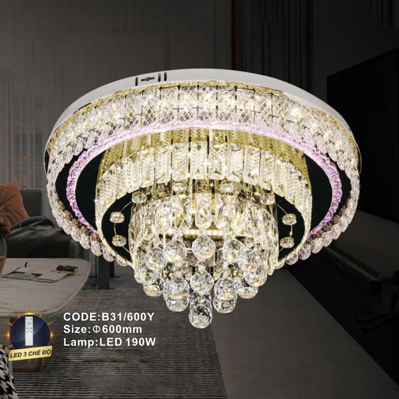 Đèn mâm pha lê Slister Ø600mm - LED 190W - 3 CĐ