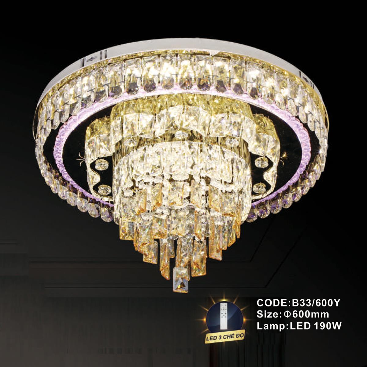Đèn mâm pha lê Slister Ø600mm - LED 190W - 3 CĐ
