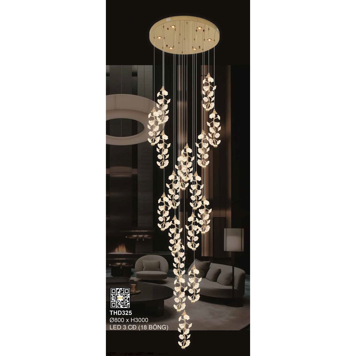 Đèn thả trang trí 355 Decor THD325 Ø800*H3000