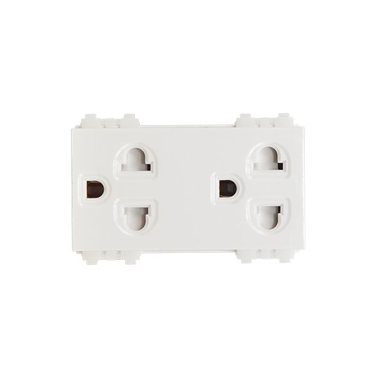 Ổ cắm đôi 3 chấu Sino SCUE2 có màn che 16A