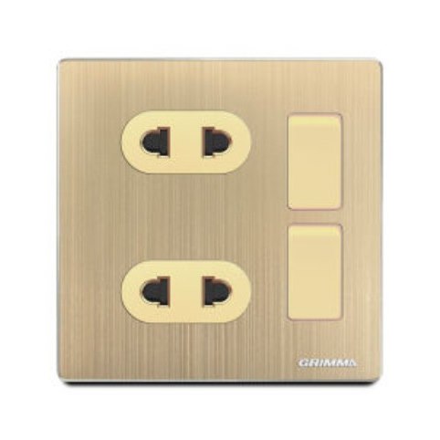Bộ ổ cắm đôi 2 chấu và công tắc đôi 1 chiều GRIMMA G52GK21SK2