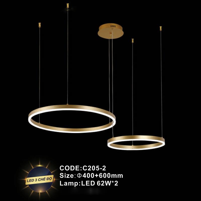 Đèn treo trang trí Slister Ø400+600mm - LED 62W*2 - 3 CĐ