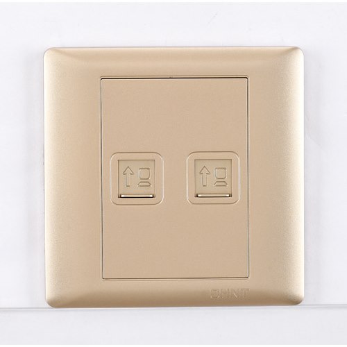 Bộ ổ cắm mạng đôi Cat 5e 8 lõi CHINT NEW7-G20502A Champagne