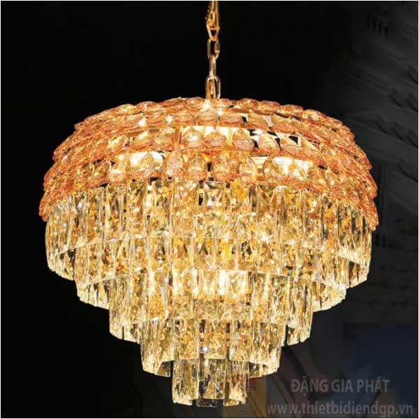 Đèn chùm pha lê Ø500*H400+300, E14*6 LED, 120 Hạt Dẹp, 154 Hạt tròn
