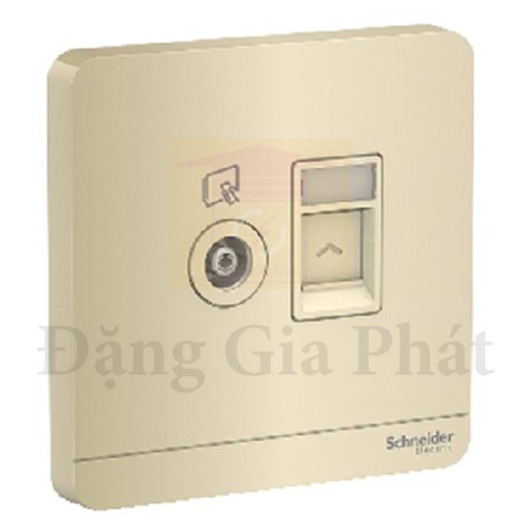 Bộ ổ cắm TV và bộ ổ cắm mạng cat5e màu vàng