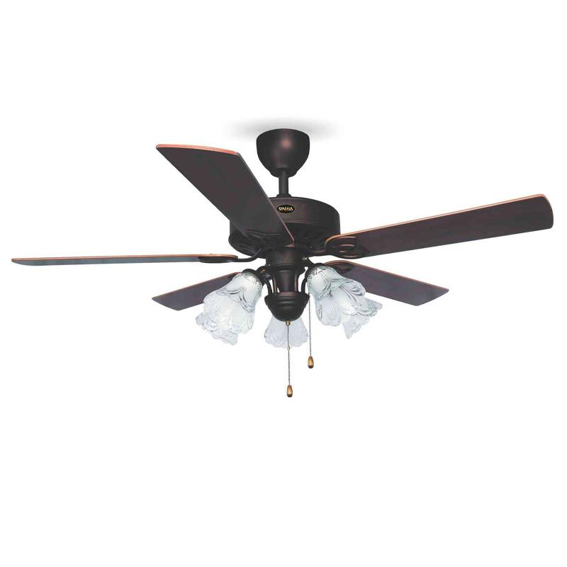 Quạt trần trang trí có đèn cánh gỗ Sinwa màu nâu ORB có remote