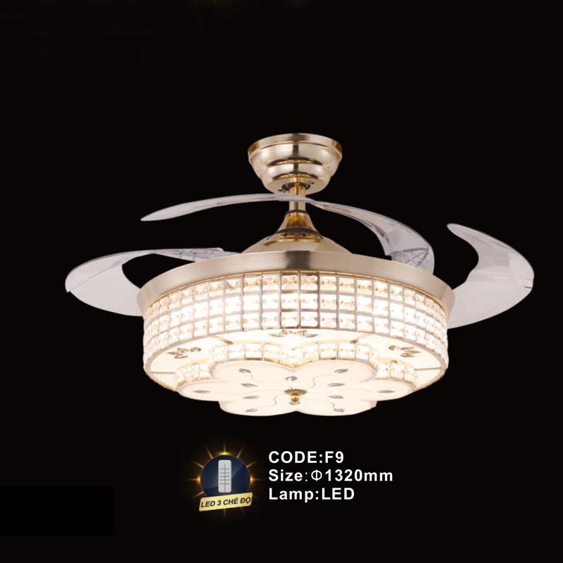 Quạt trần đèn cánh xếp trang trí Slister Ø1320mm - LED