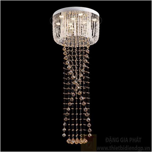 Đèn treo trần pha lê Ø600*H1500, LED 45W, ánh sáng vàng, 57 hạt pha lê