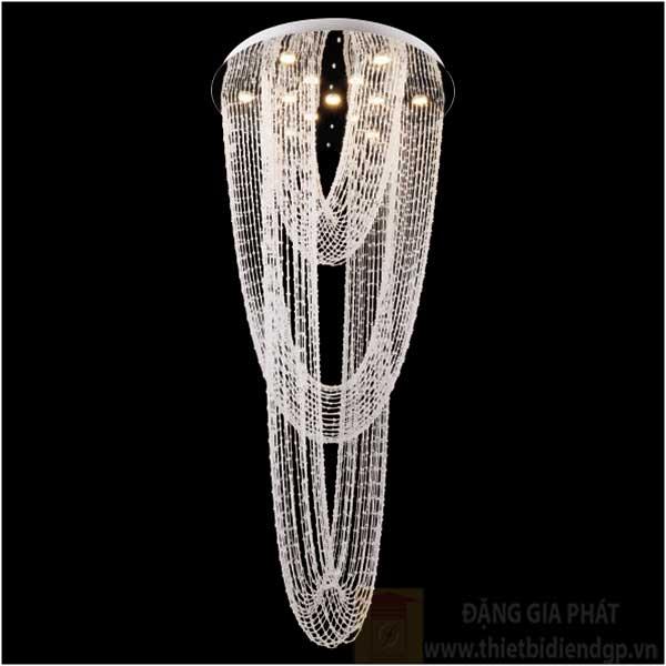 Đèn treo trần pha lê Ø800*H1800, LED 65W, ánh sáng vàng