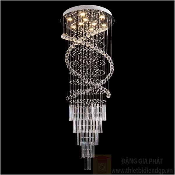 Đèn treo trần pha lê Ø600*H1600, LED 45W, ánh sáng vàng, 74 H.Pha Lê, 94 Th.Thủy Tinh