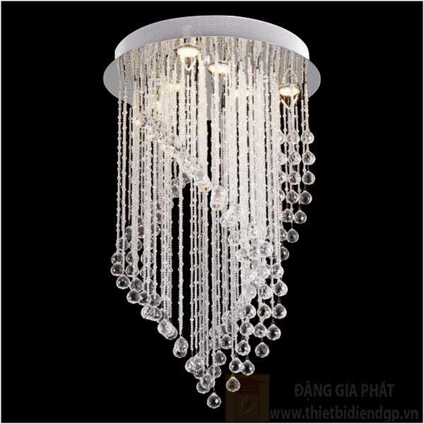 Đèn treo trần Ø500*H800, LED 30W, ánh sáng vàng, 133 hạt pha lê