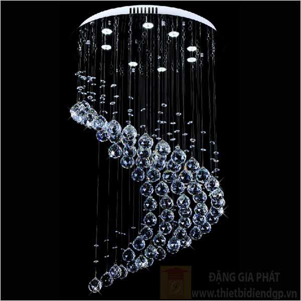 Đèn treo trần Ø500*H800, LED 24W, 3 chế độ ánh sáng, 73 hạt pha lê
