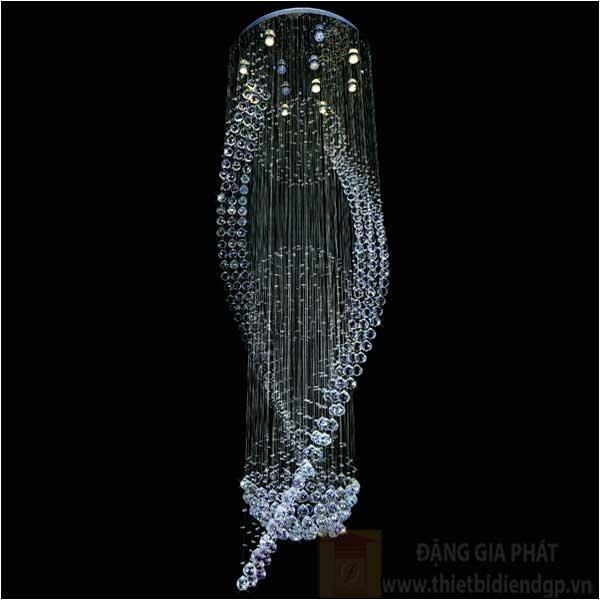Đèn treo trần pha lê Ø800*H2400, LED 80W, 355 hạt pha lê, 3 chế độ ánh sáng