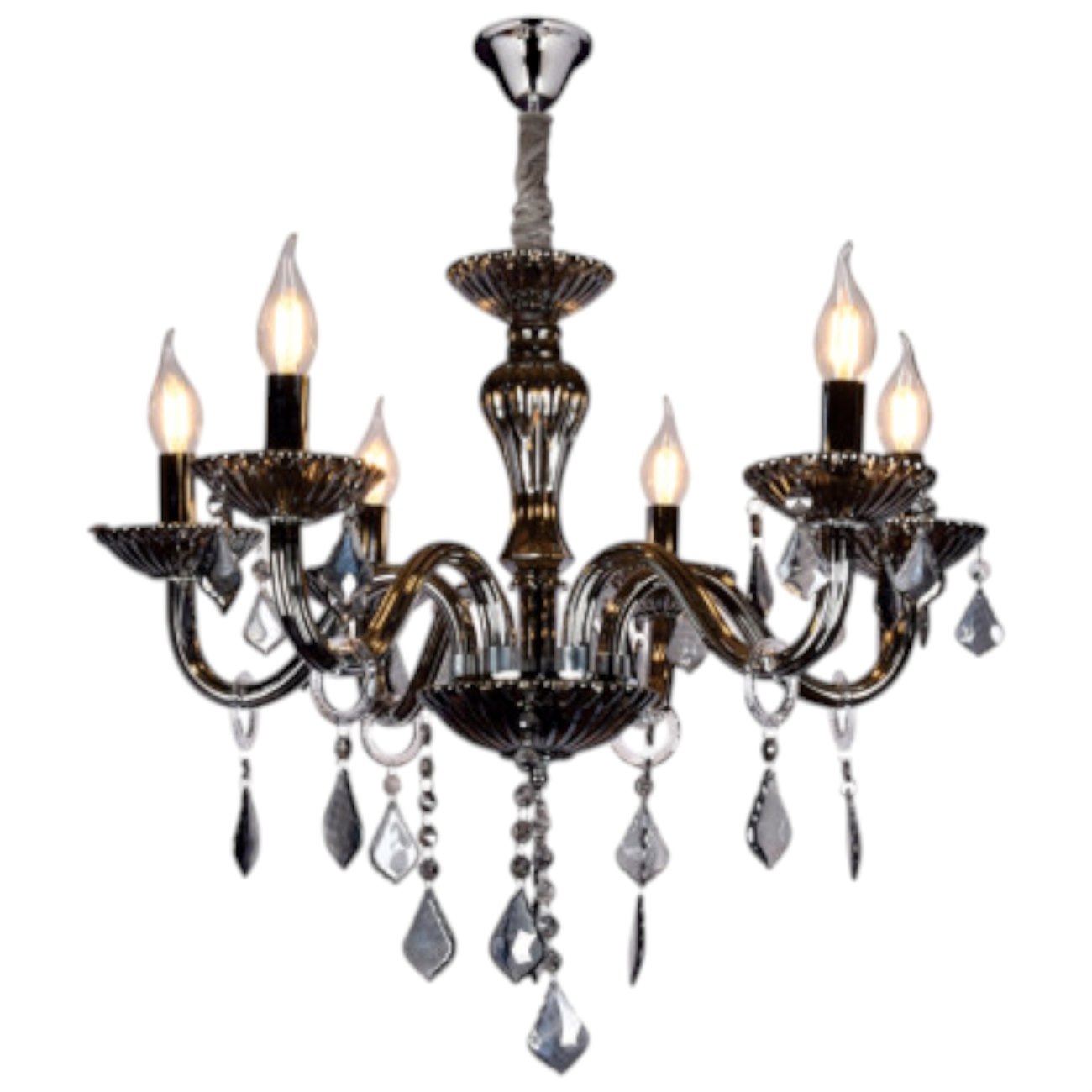 Đèn chùm pha lê Andora Ø570*H470+400-E14*6 (Pha Lê Xám)