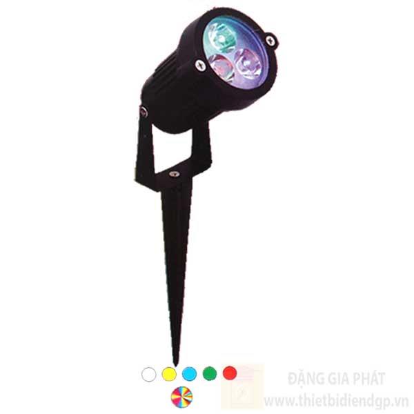 Đèn led ghim cỏ Ø75*H250-3W, ánh sáng trắng, vàng, xanh dương, xanh lá, đỏ, đổi màu