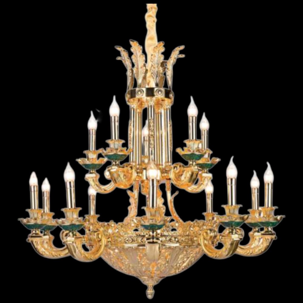 Đèn Chùm Đồng nguyên chất - Xi mạ vàng Euroto Ø990*H950 + 500 - E14*18