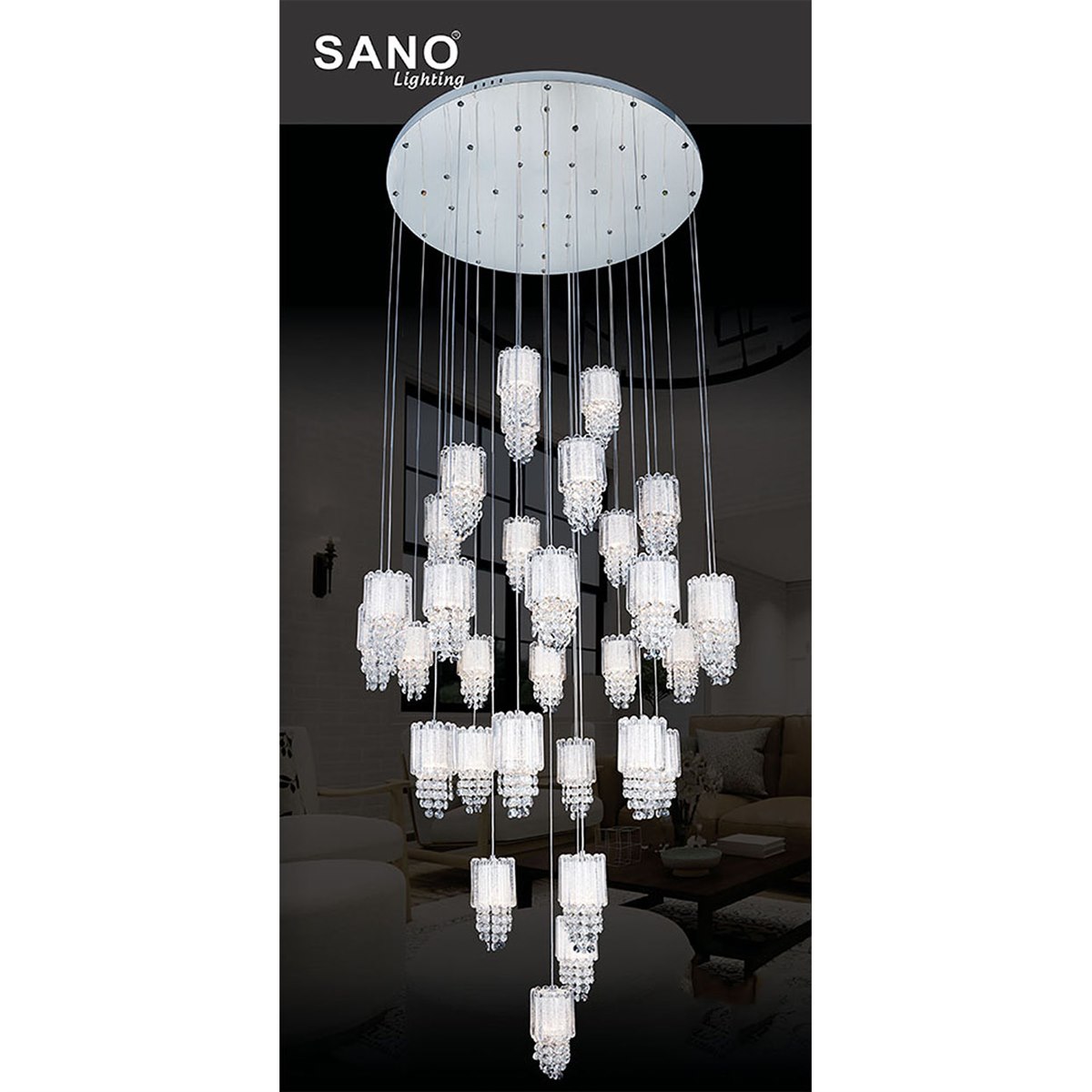 Đèn thả Pha Lê Sano TPL 10204/31 Ø800*H3000