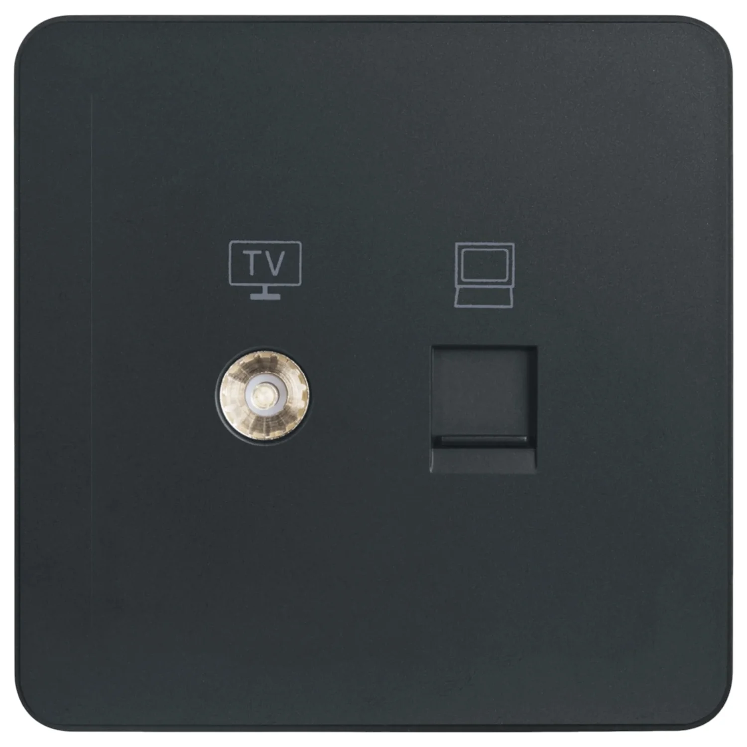 Ổ cắm ti vi + mạng RJ45 Cat 5e màu đen