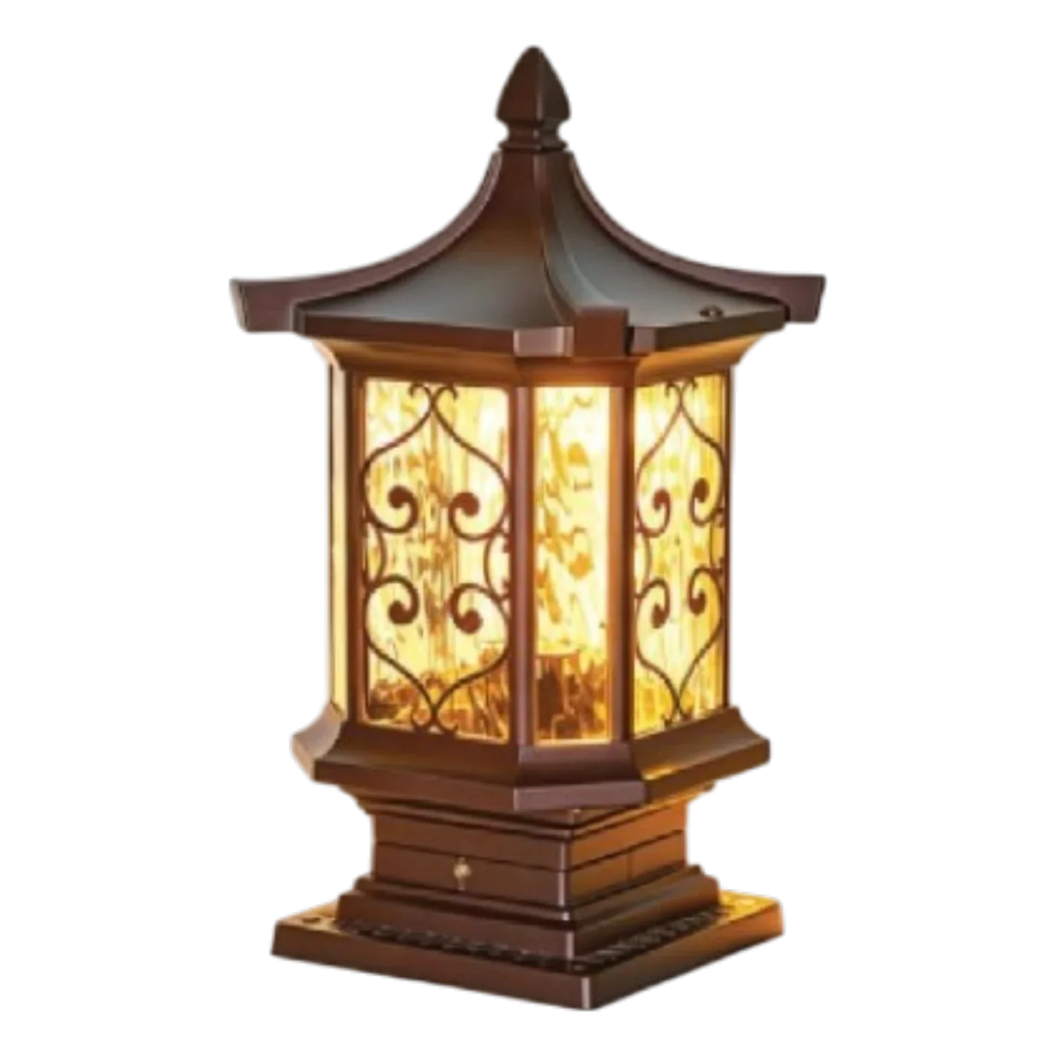 Đèn trụ cổng nhôm + kiếng hufa TSV-704 - Ø190*H380 - E27*1