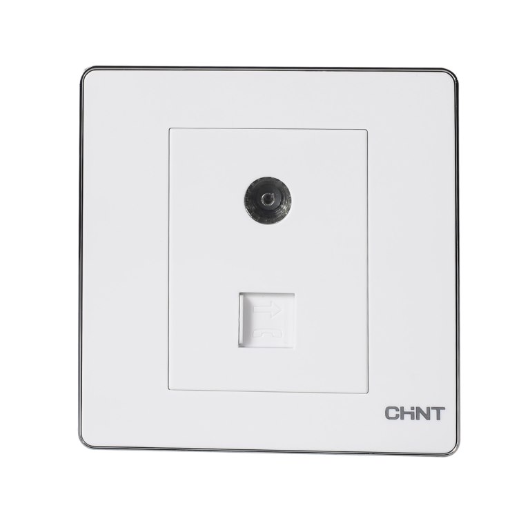 Bộ Ổ cắm Tivi và điện thoại CHINT NEW6-D20700 White