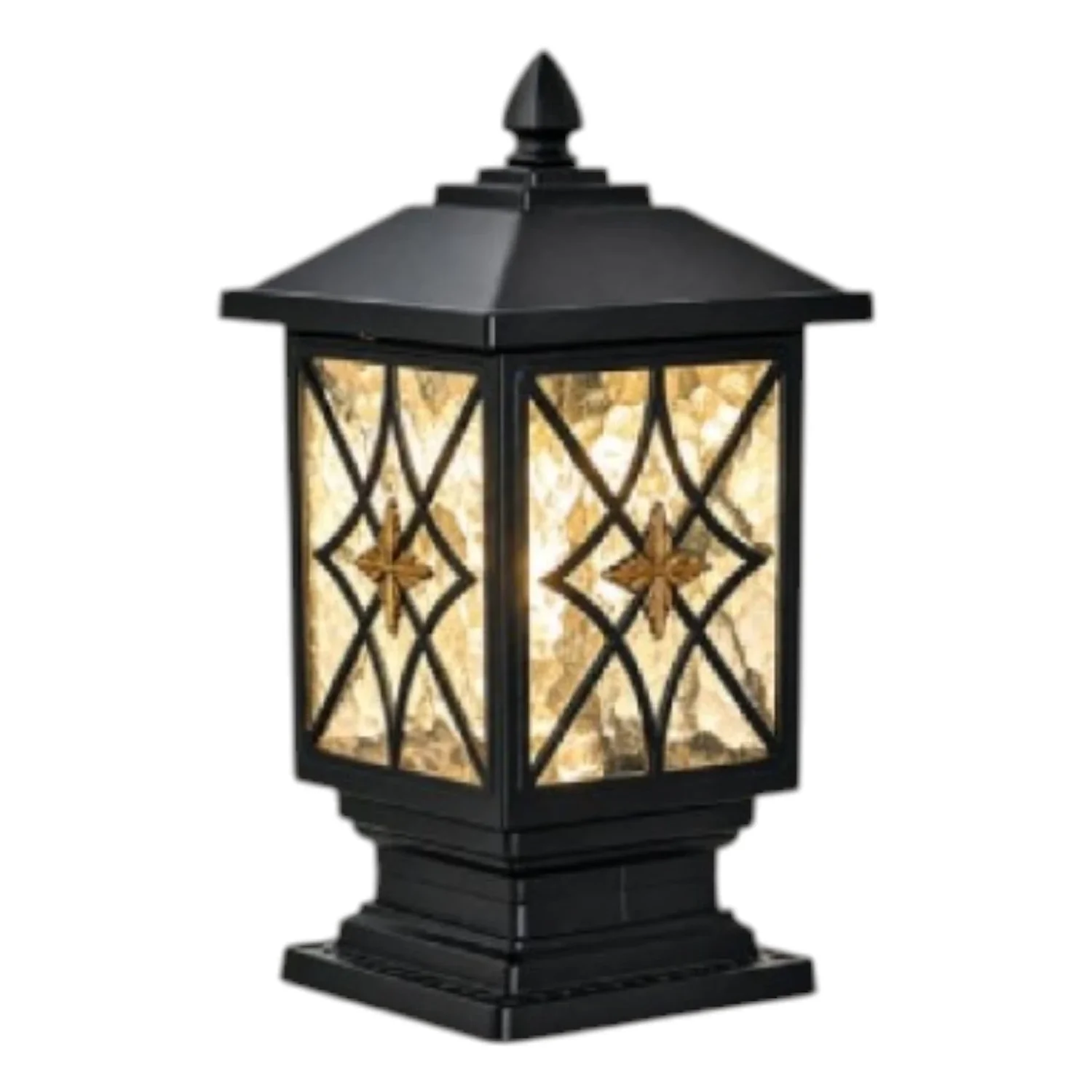 Đèn trụ cổng nhôm + kiếng hufa TSV-705 - Ø180*H350 - E27*1