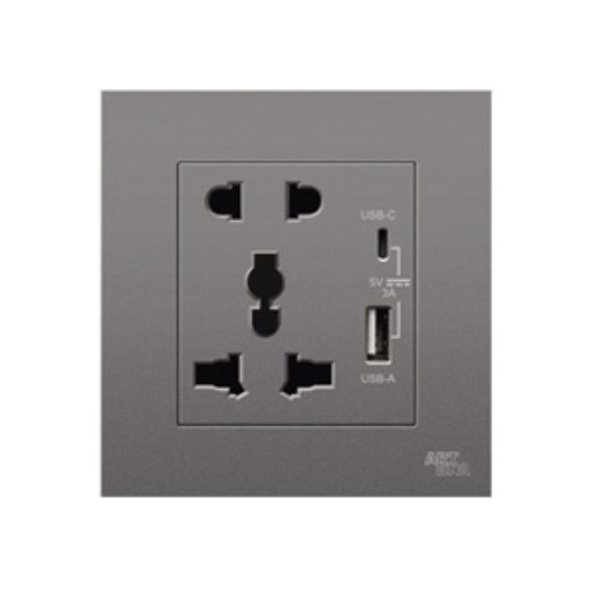 Ổ cắm 2 chấu, 3 chấu đa năng và USB type C ARTDNA V20-C06E32