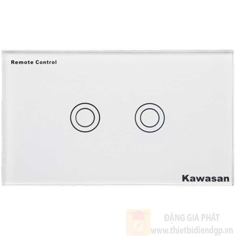 Công tắc đôi Kawasan cảm ứng chạm - điều khiển remote kính cường lực màu trắng